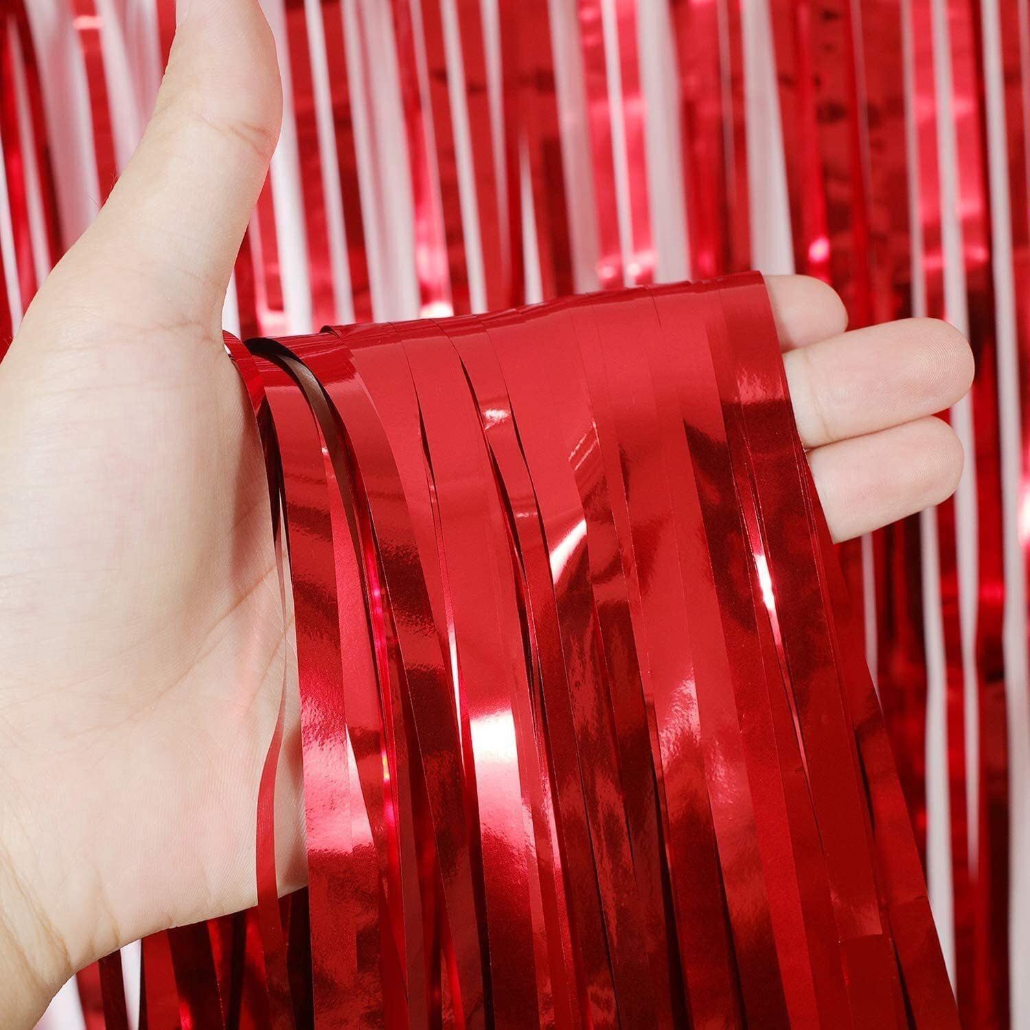 Flyloons Red Foil Curtain Pack of 2 for Birthday, Anniversaries, Graduation, Retirement, Baby Shower Decoration