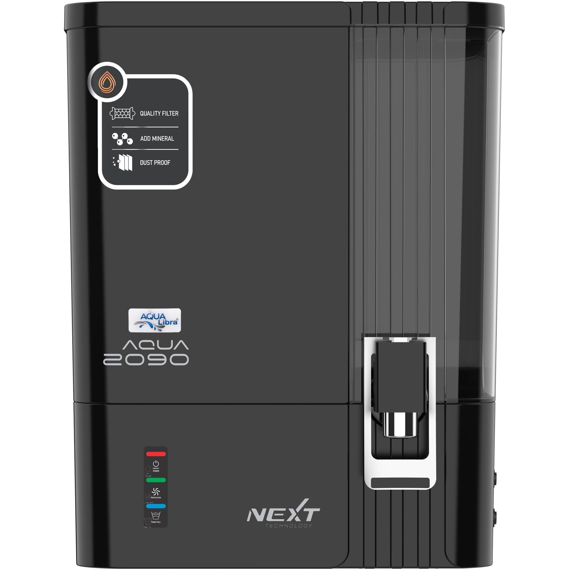 AQUA LIBRA ISI Mark Black Color Water Purifier with RO+COPPER+UV Plus TDS Adjuster for Home For Kitchen