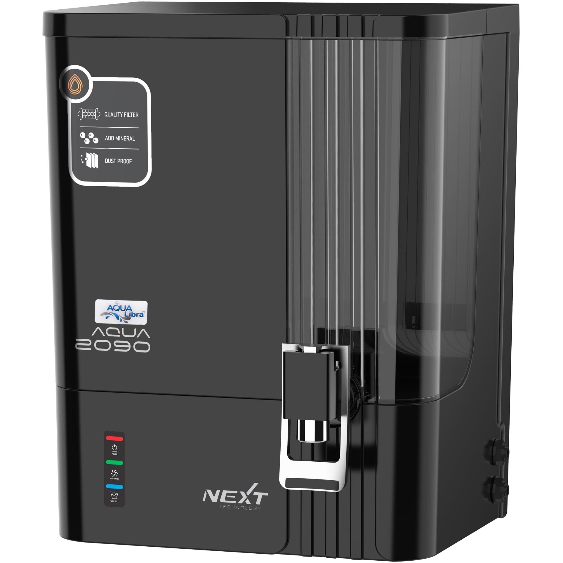 AQUA LIBRA ISI Mark Black Color Water Purifier with RO+COPPER+UV Plus TDS Adjuster for Home For Kitchen