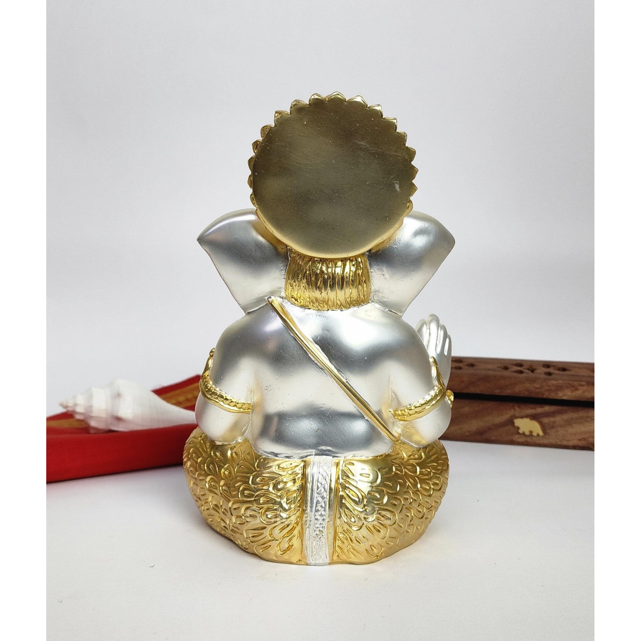 Gold Art India Ganesha | Gold & Silver Plated Ganesh Idol | Ganesh Murti for Premium Home Dcor | Vinayaka for House Warming Gift | Vighnaharta for Office Desk | Ganesh Idol Big(TWOTONEMATTE 7.1)