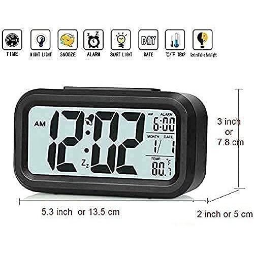 CBK Digital Alarm Clock Table Clock for Students, Home, Office, Corporate with Automatic Sensor, Date & Temperature
