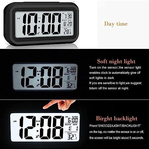 CBK Digital Alarm Clock Table Clock for Students, Home, Office, Corporate with Automatic Sensor, Date & Temperature