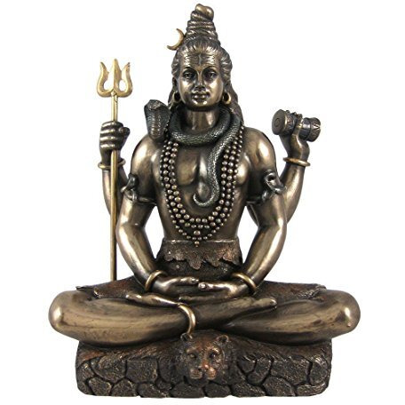 Collectible India Lord Shiva Cold Cast Bronze Statue Shiv Padmasana Sitting Idol Sculpture (8 Inches)
