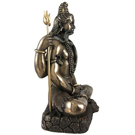 Collectible India Lord Shiva Cold Cast Bronze Statue Shiv Padmasana Sitting Idol Sculpture (8 Inches)