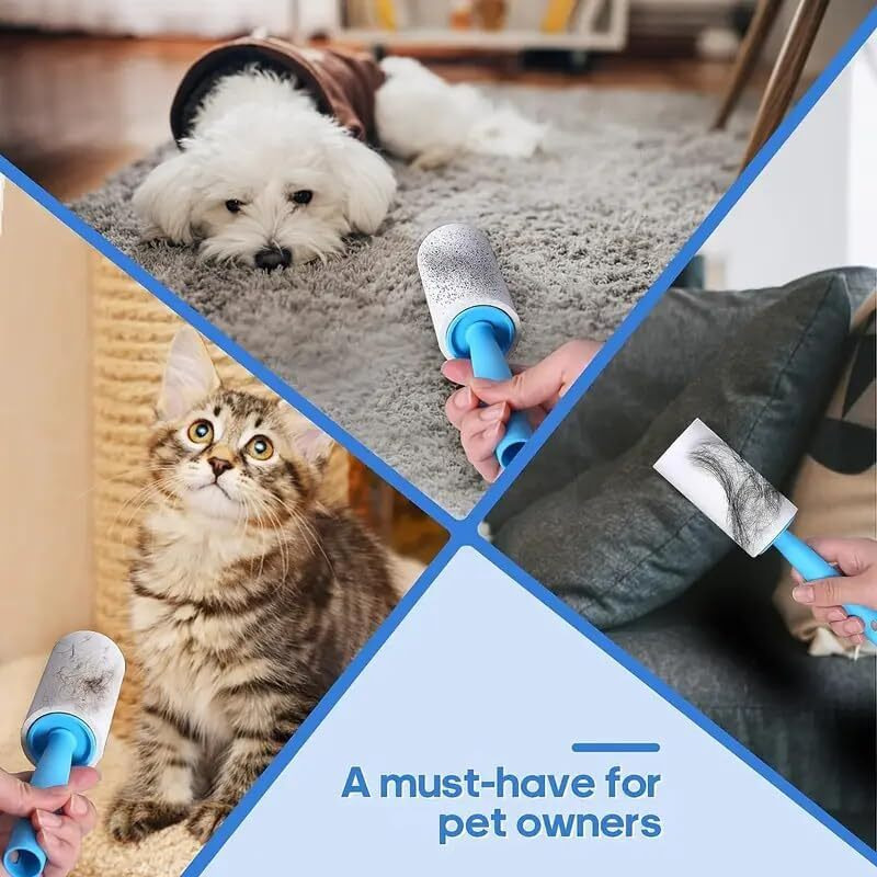 Foyken Sticky Lint Remover Roller for Clothes 180 Sheets Reusable Easy-Tear Pet Hair Remover for Clothes, Sofa, Furniture, Sweater, Dust & Dirt - 3 Rolls 60 Sheets (Multicolor) (Multi Set of 3)