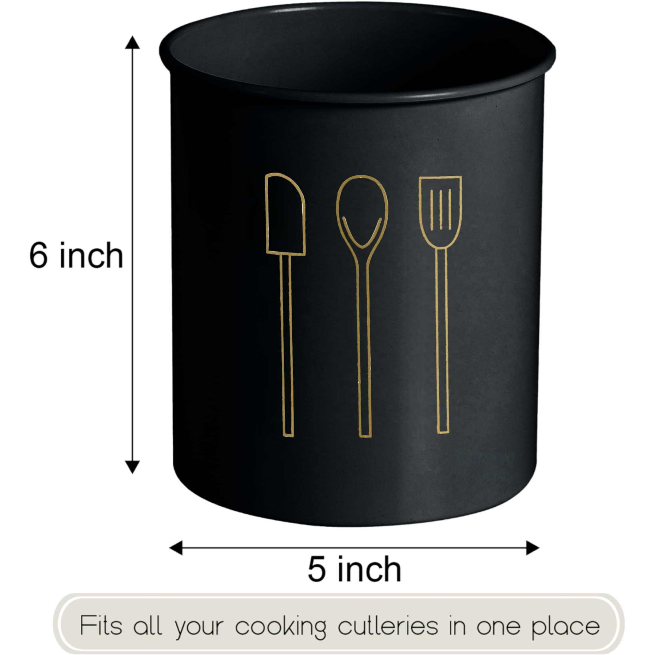 Classyo Cutlery Holder for Kitchen & Spatula Holder for Kitchen, Ladle Holder for Kitchen, Spoon Stand for Kitchen- Big Spoon Holder for Kitchen, Alloy Steel (Black)