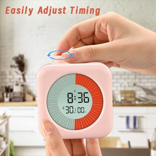 EooCoo Visual Timer Digital, 60-Minute 3-in-1 Countdown Timer for Kids and Adults, LCD Screen Pomodoro Time Management Education Tool for Kitchen, School, Office - Pink