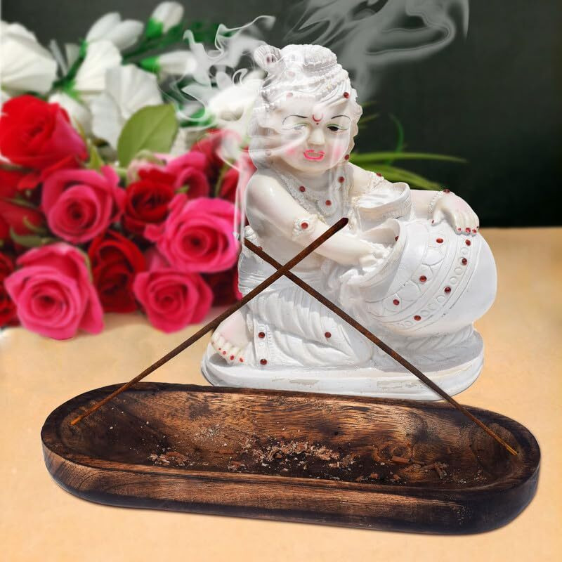 Pure Source India Natural Wood Incense Holder and Ash Catcher (11 X 4 Inch, Set of- 3, Oval)