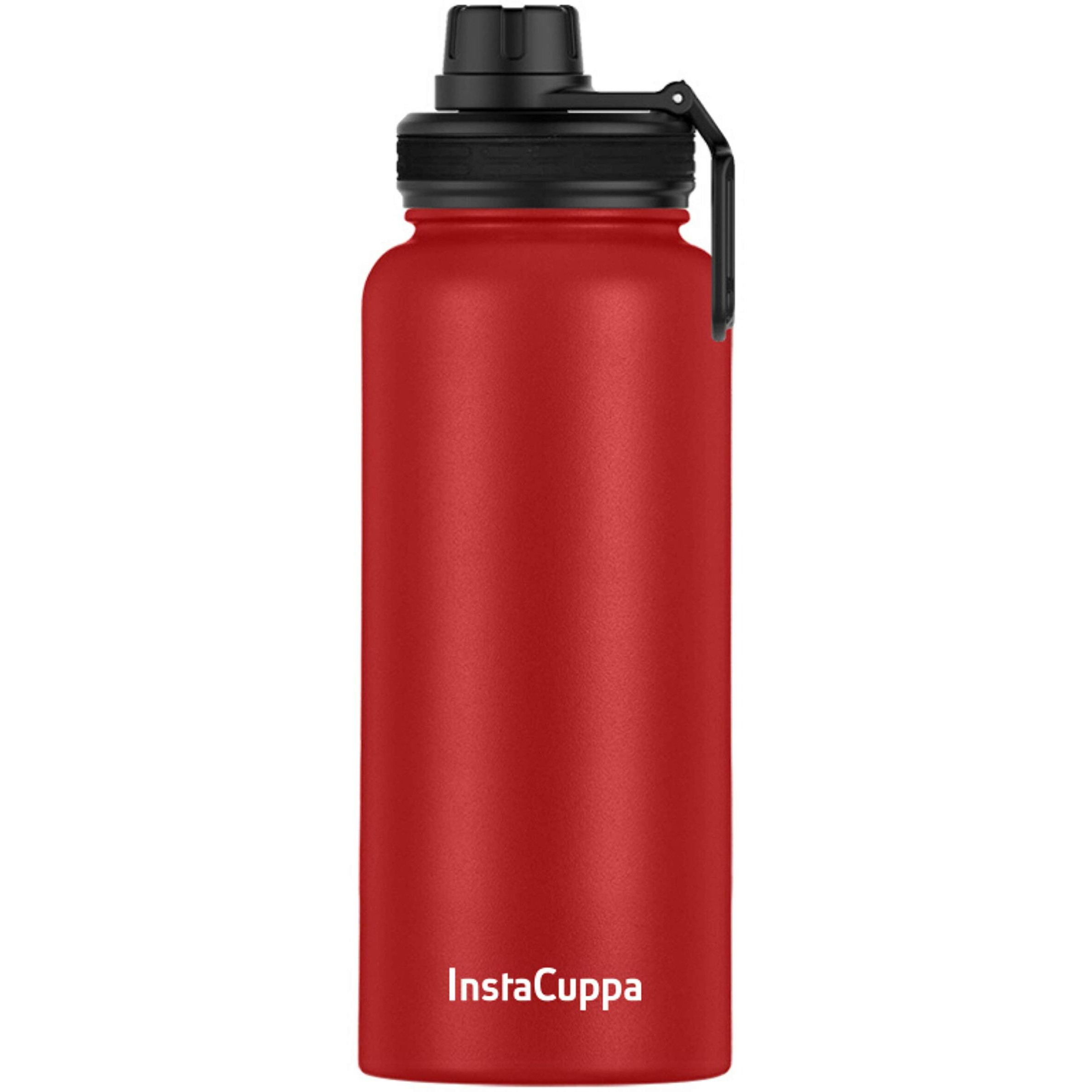 InstaCuppa Thermos Bottle 1000 mL, Double-Wall Thermos Flask, Vacuum Insulated Stainless Steel | Retains Hot and Cold Temperatures, RED