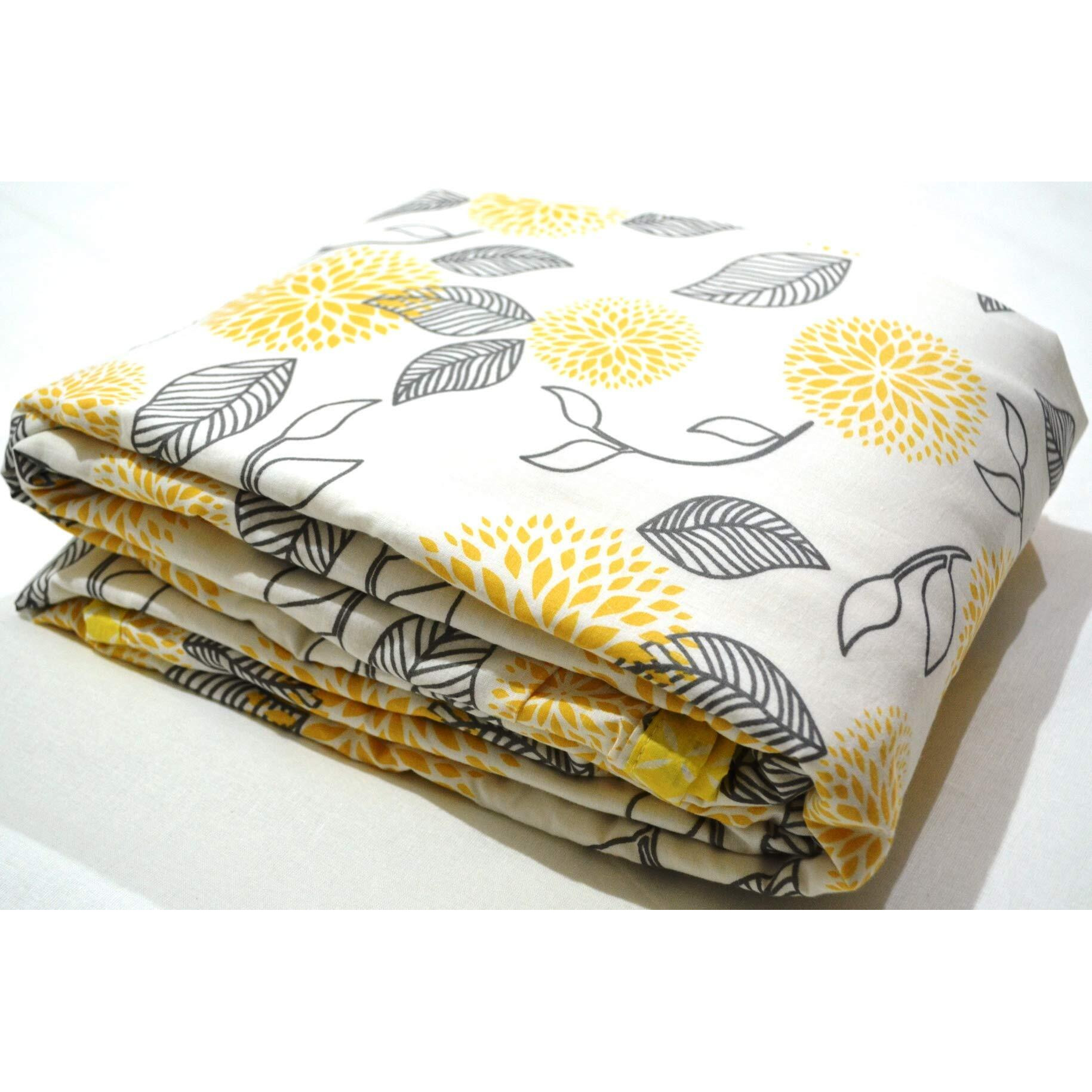 Trance Home Linen Cotton Double Dohar, 84x90inches (White Yellow Abstract)