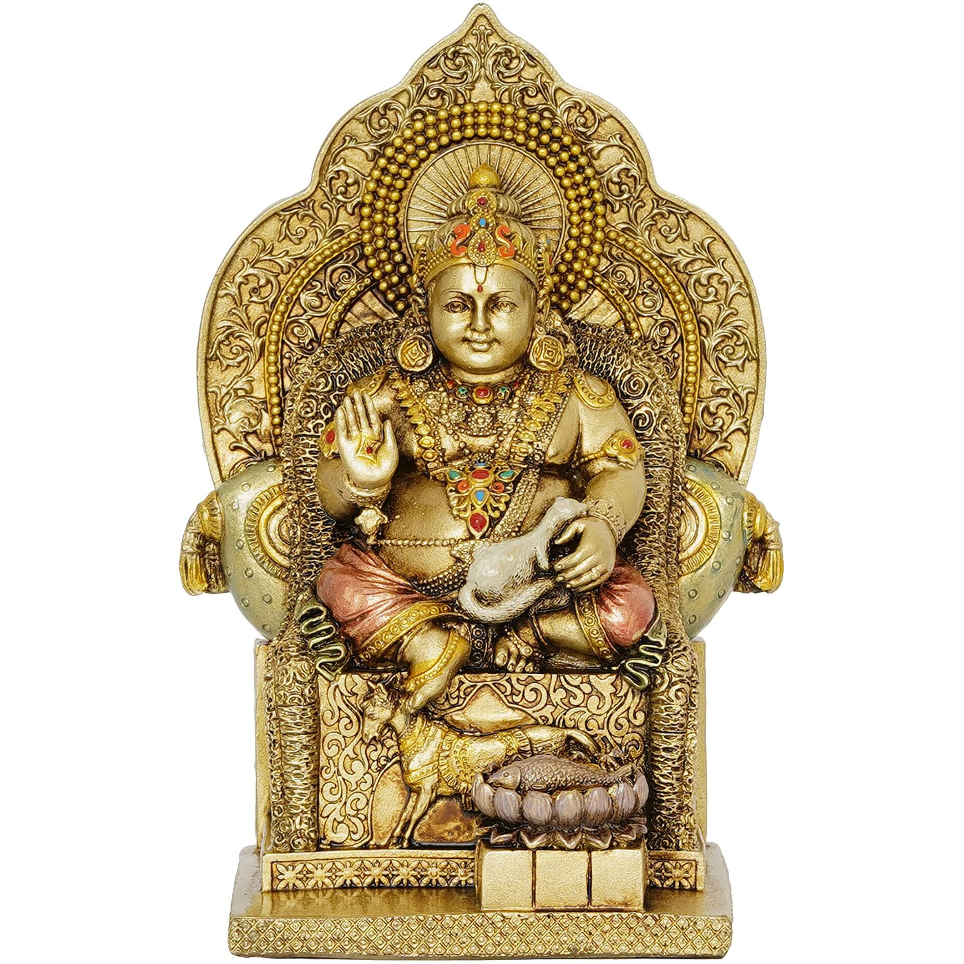 Mukundra Art N Craft 7 Poly Resin Lord Kuber Statue for Wealth and Harmony | God kuber Idol | Murti | Statue | showpiece for Home | Kuber ji ki murti for puja Decorative Showpiece. (Multi Color)