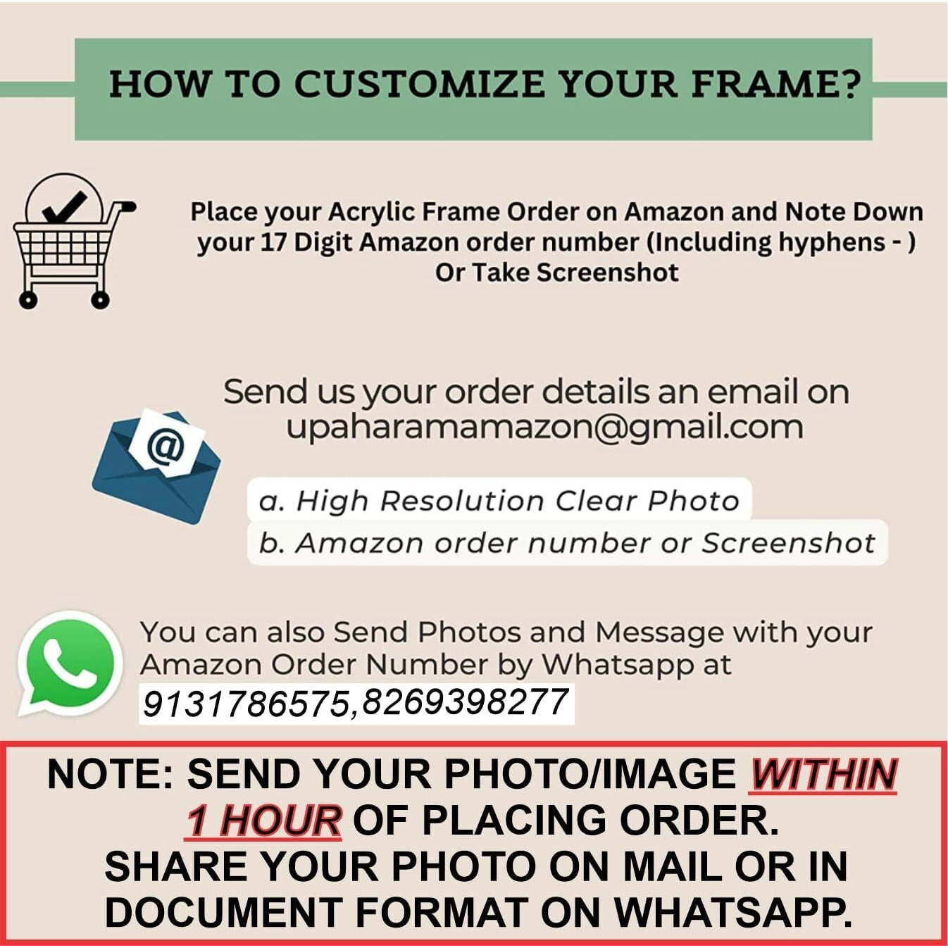 Upaharam Customised/Personalized Clear Acrylic Wall Mount Frameless Picture Photo/Poster Frame For Anniversary, Birthday, Special Moment, 5mm Thickness (10 x 15 inches)