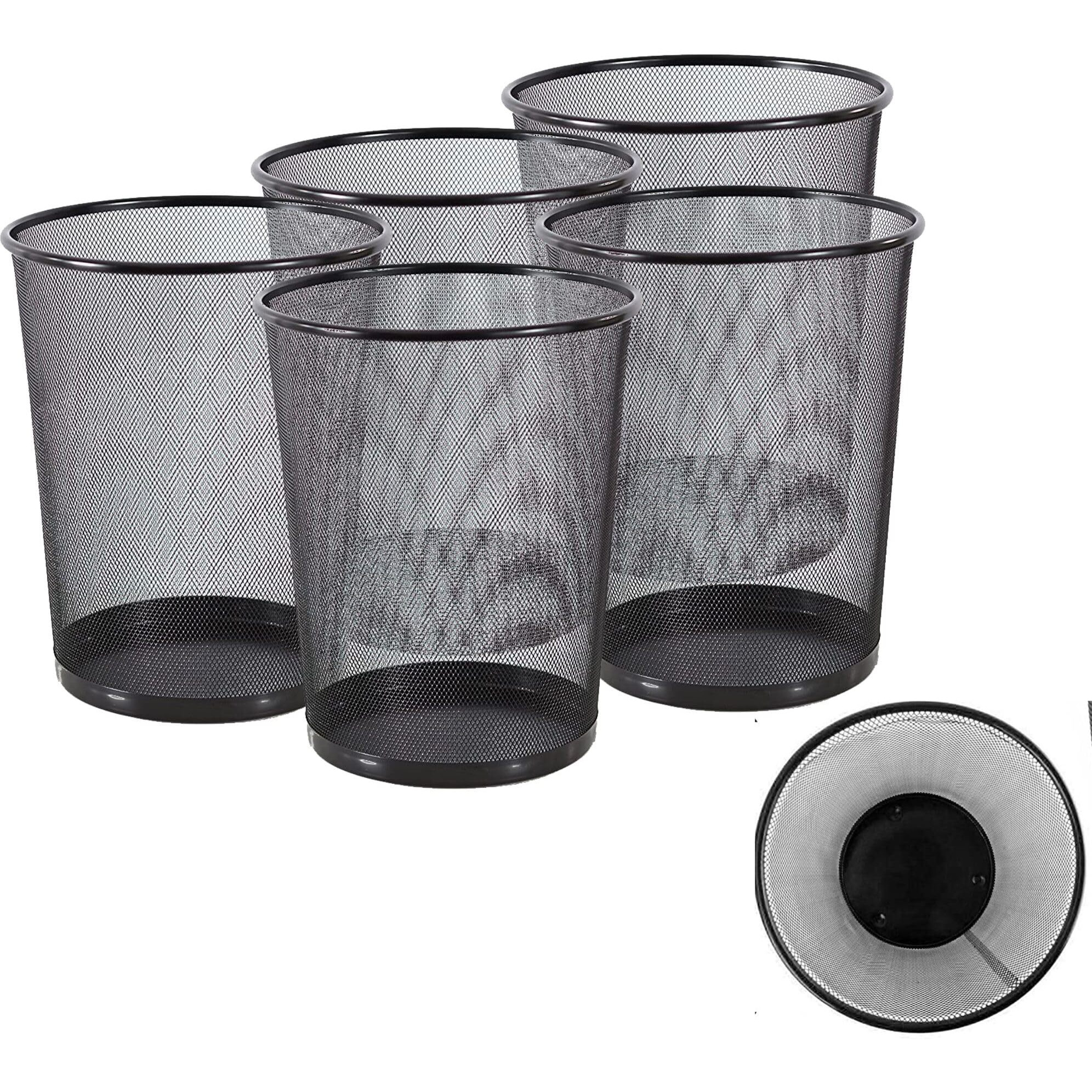 GoodWill Tech Recycling Dustbins - Pack of 5 Metal Mesh Dustbins waster Basket for Home, Office - (Black, Large)