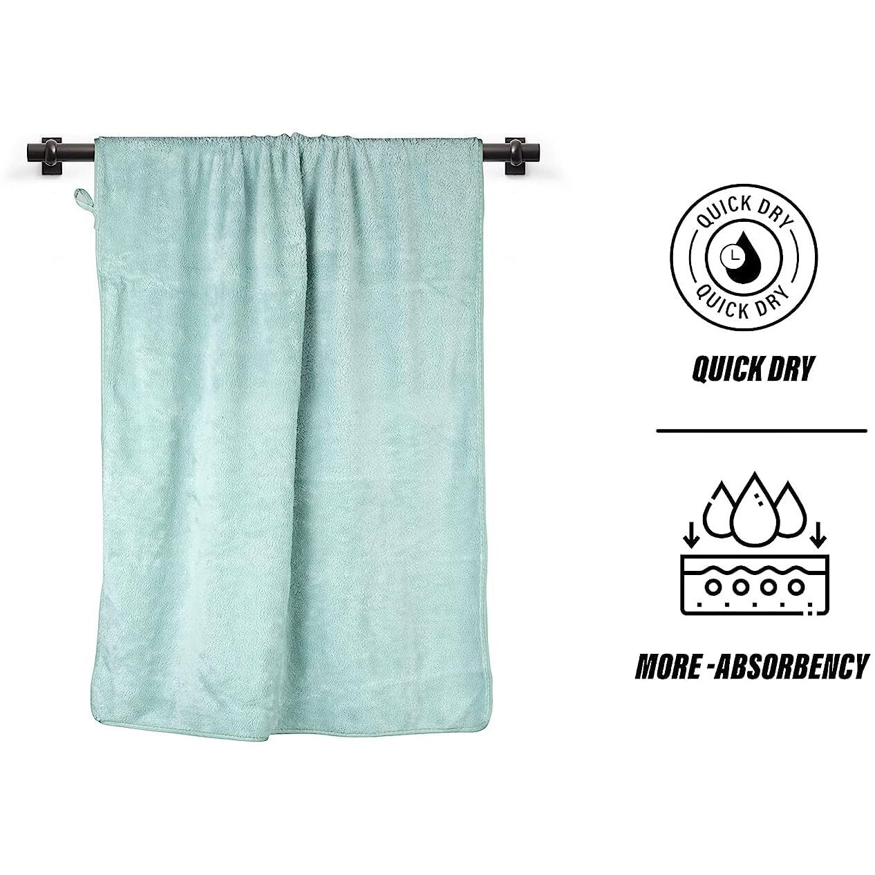 Glivary Microfiber Towels for Bath-Soft Towel with Hook Quick Dry Super Absorbent-Bath Towel for Men and Women(70 x 140 cm) (Green/Purple)