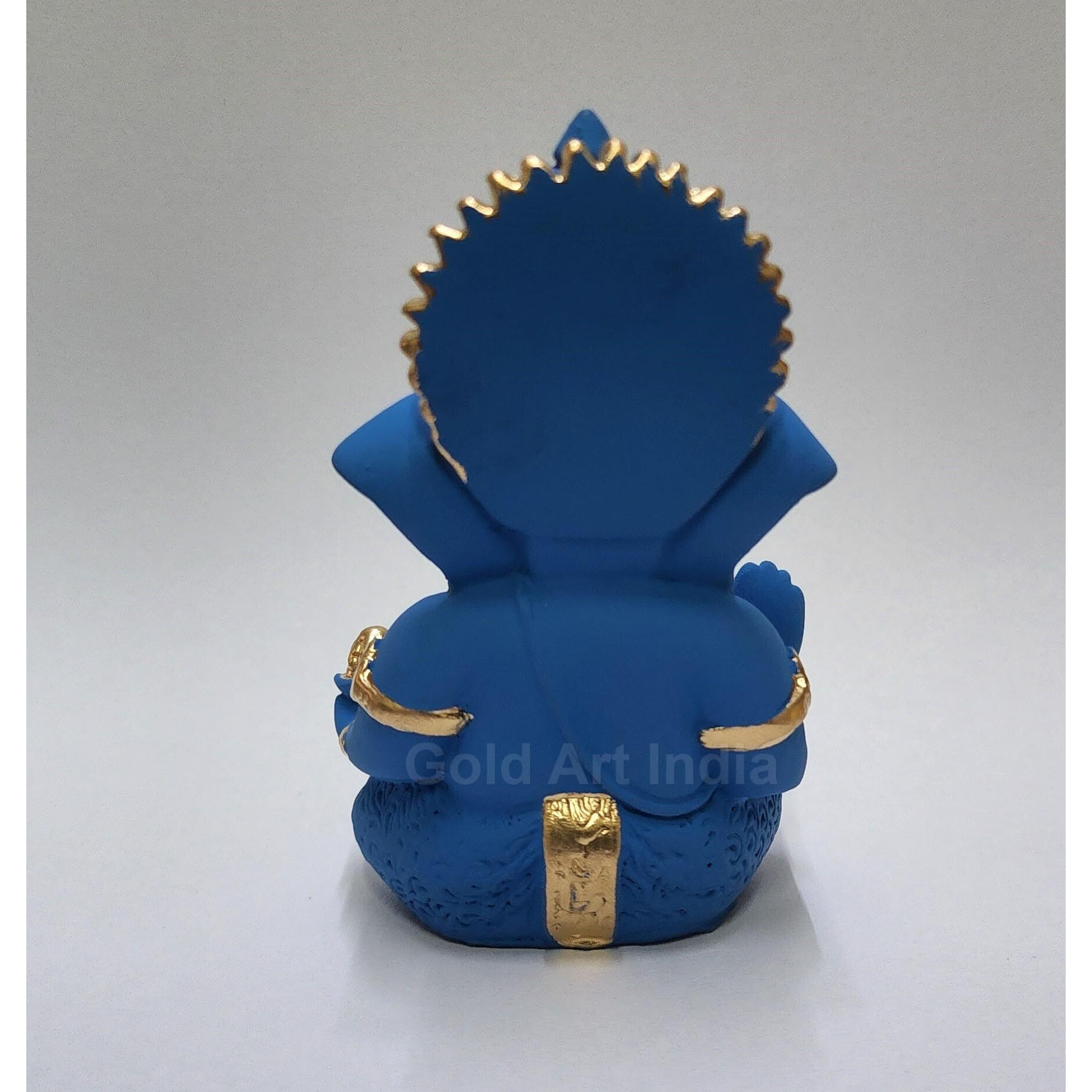 Gold Art India Blue Terracotta Ganesh Idol for Car Dashboard Small Ganesha Murti Ganpati Idol for Home Decor Puja Lord Ganesh Statue Gift for Office Desk Puja Room Figurine (3.5 Inches)