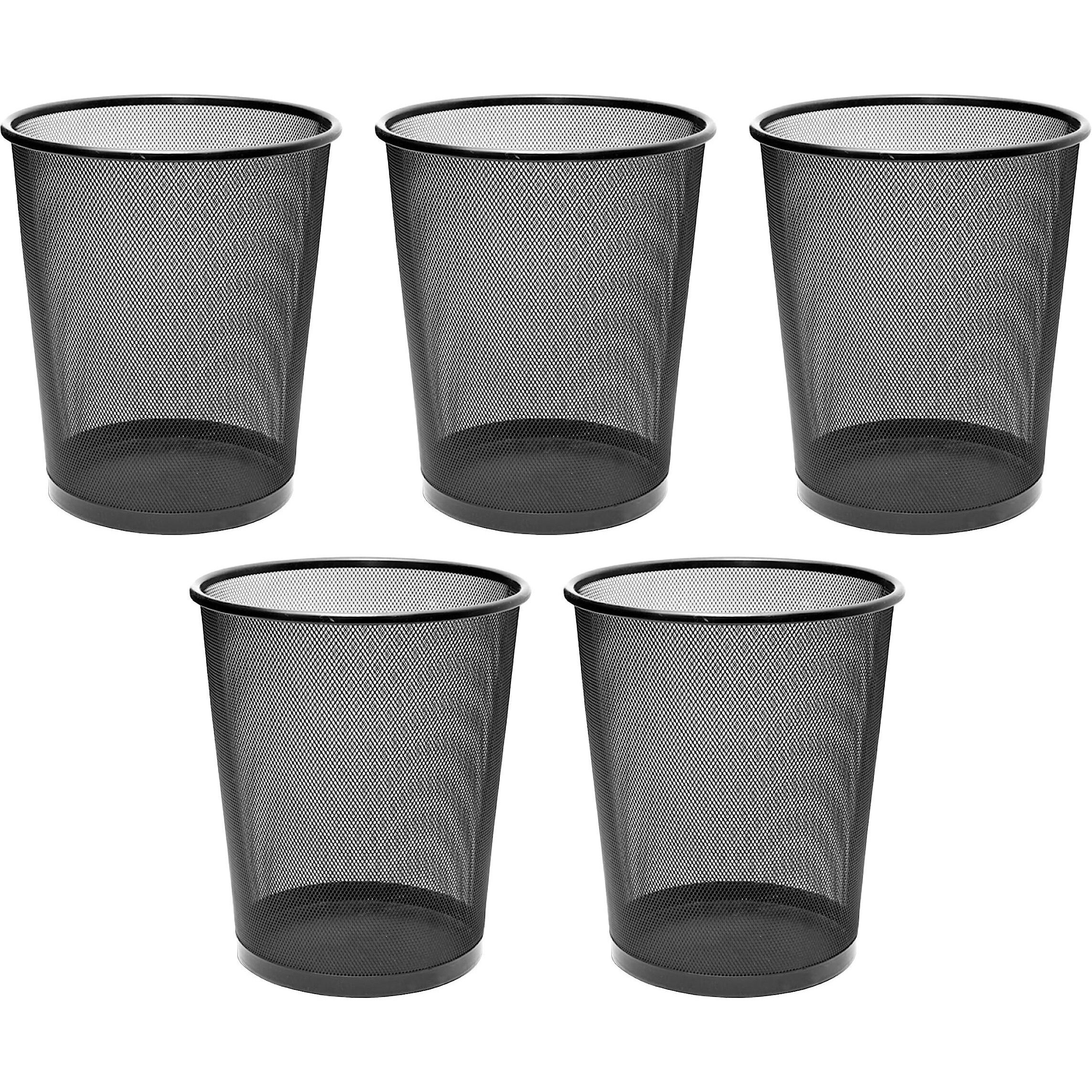 GoodWill Tech Recycling Dustbins - Pack Of 5 Metal Mesh Dustbins Waster Basket For Home/Office/Coffee Shop/Hotel/Bathroom Non-Toxic Open Waste-Bin/Trashcan - (Black, Small)