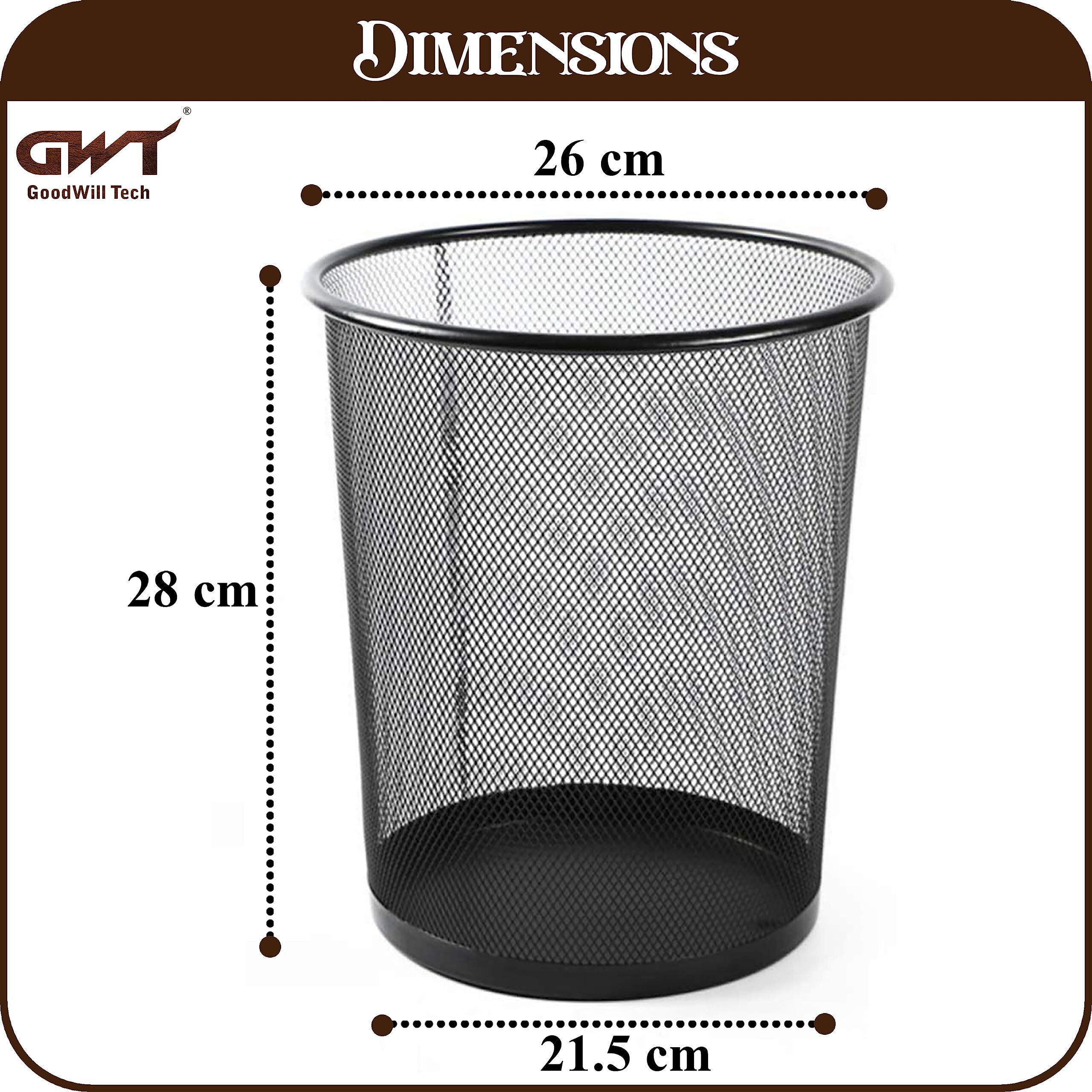 GoodWill Tech Recycling Dustbins - Pack Of 5 Metal Mesh Dustbins Waster Basket For Home/Office/Coffee Shop/Hotel/Bathroom Non-Toxic Open Waste-Bin/Trashcan - (Black, Small)