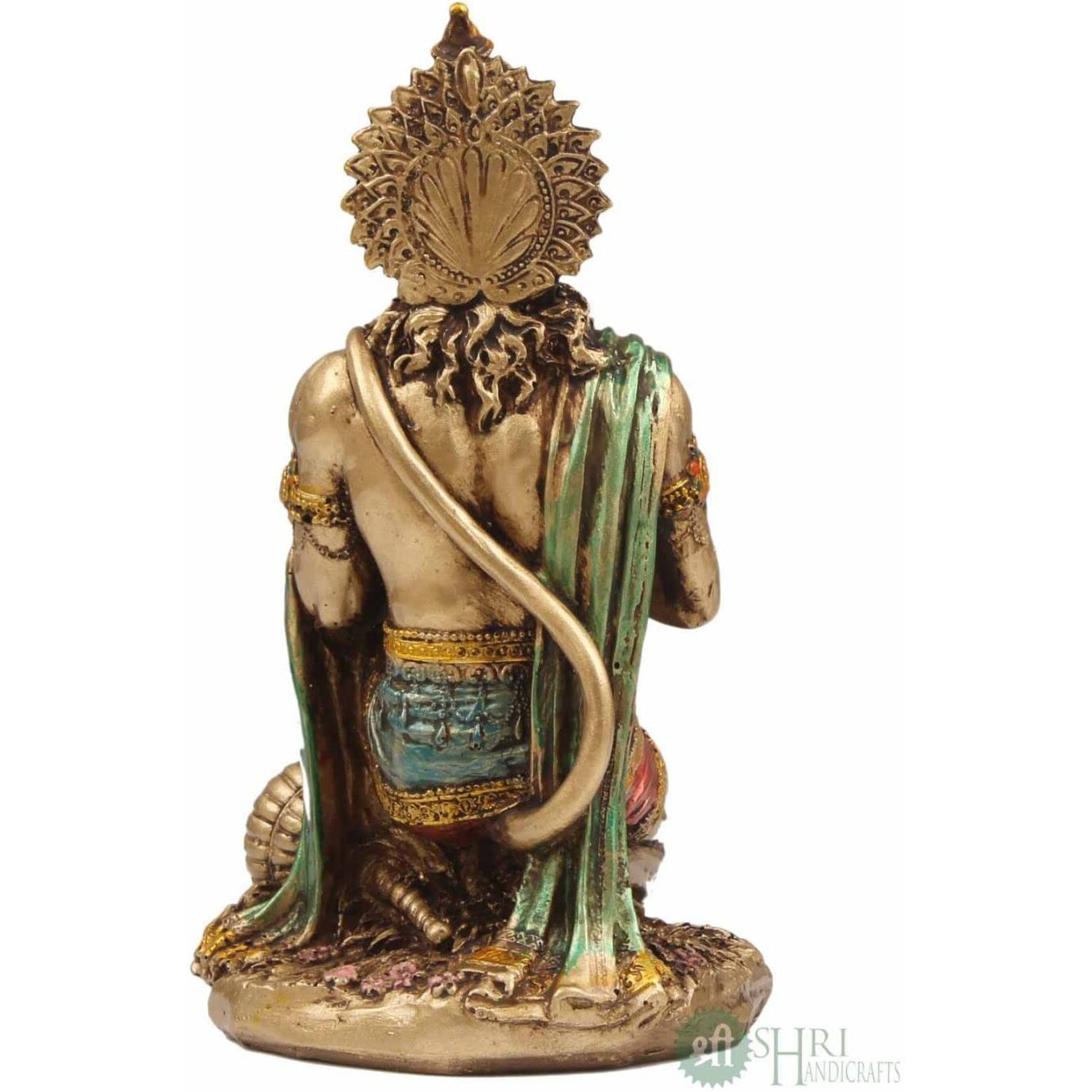 INDICAST 7 Hanuman Statue Sitting Metal Finish Idol Decorative Showpiece Handcrafted Hanuman Ji Murti For Home Office And Gifting Purpose Sculpture, Golden, Pack of 1