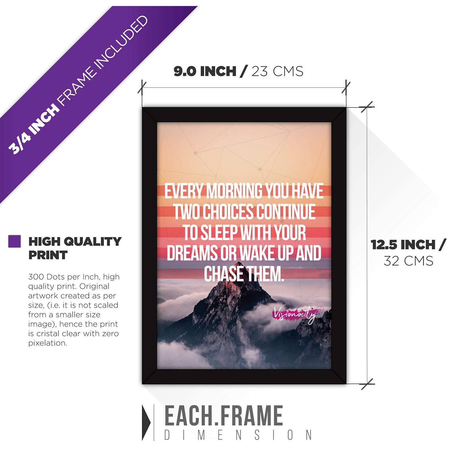 FATMUG Framed Wall Paintings Life Quotes For Office Decor and Home - Set of 4 With Glass - Dreams
