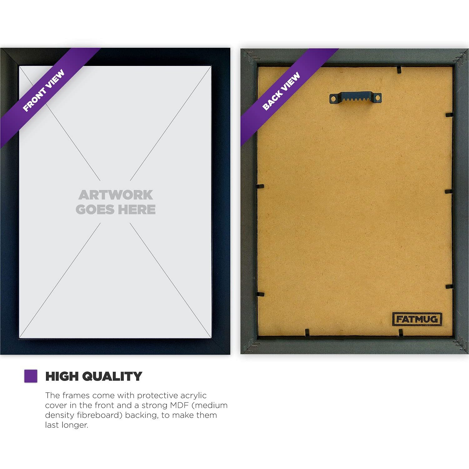 FATMUG Polyresin Quote Painting Frames with Glass (Multicolour, A4)