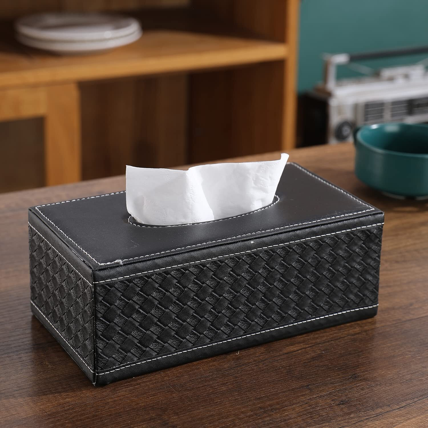 HOKIPO PU Leather Tissue Box Holder, Metallic (AR-4082-D4)