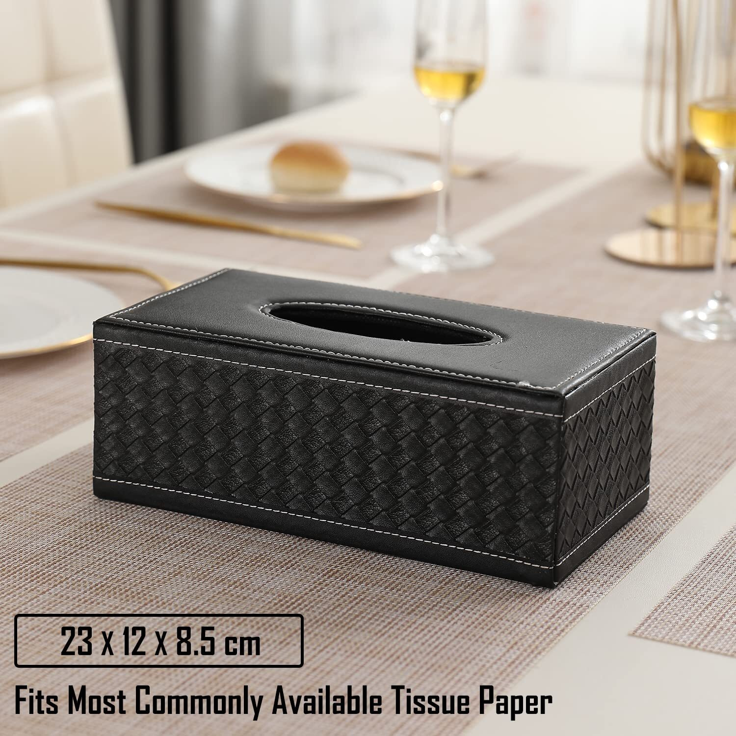 HOKIPO PU Leather Tissue Box Holder, Metallic (AR-4082-D4)