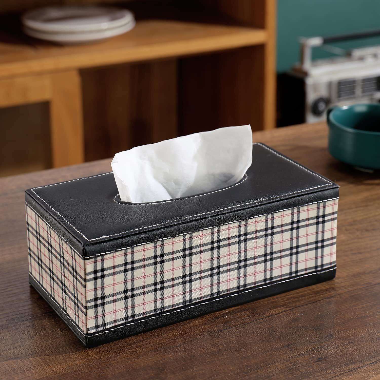 HOKIPO Faux Leather Tissue Paper Holder, Beige (AR-4082-D2)