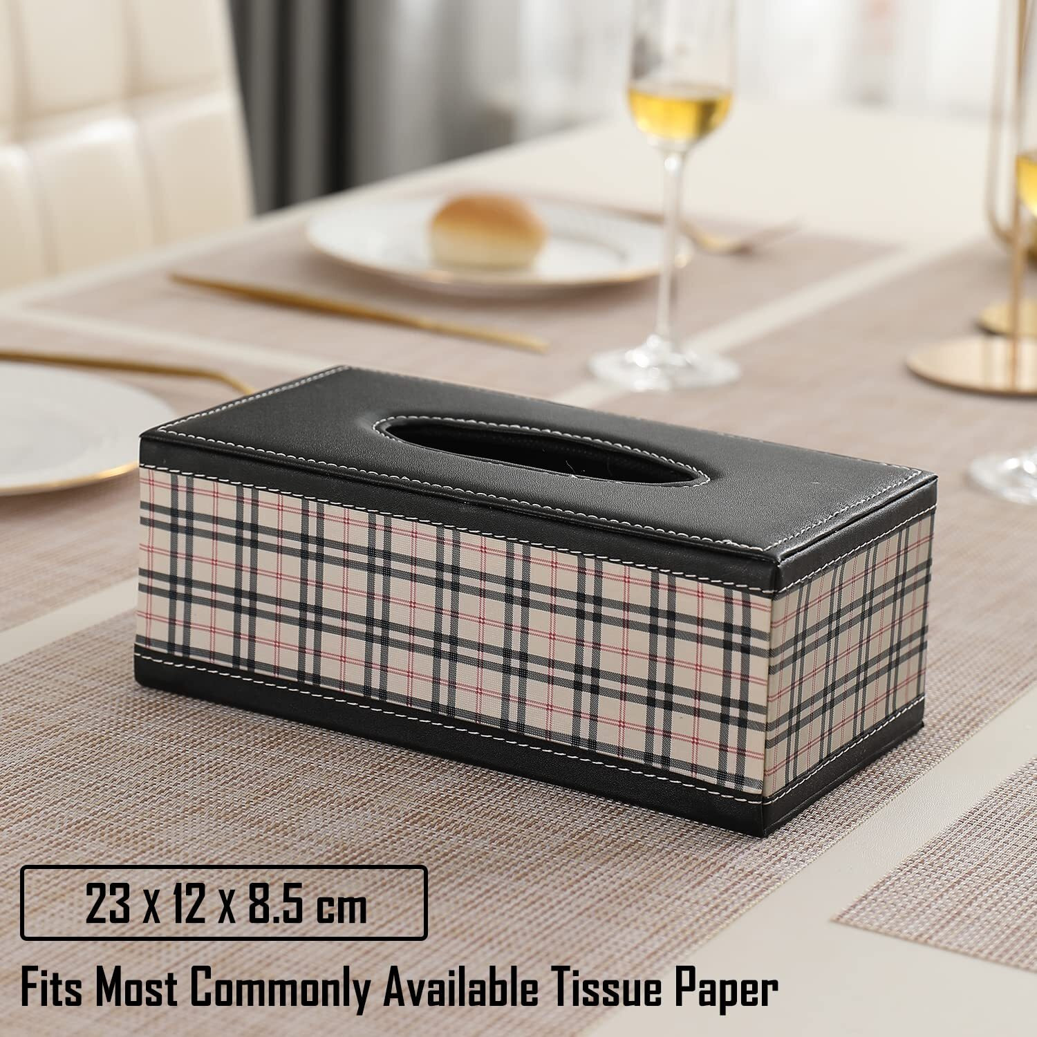 HOKIPO Faux Leather Tissue Paper Holder, Beige (AR-4082-D2)