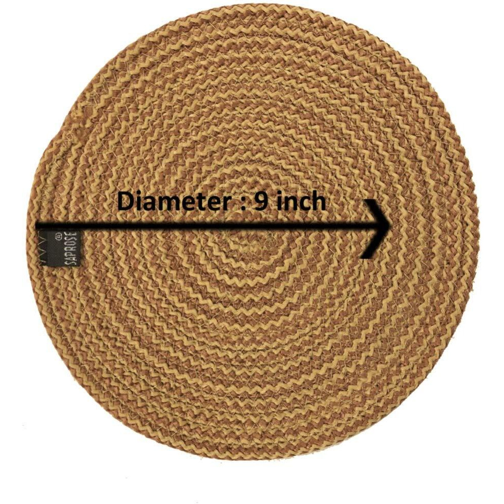 ST SAPROSE  Polypropylene Round Trivet (3 PCS Set, Size 23 cm) Pot MAT, Side Table Mat, Machine Washable Small Place Mat for Casserole for Dining Table (9 Dia, Beige)