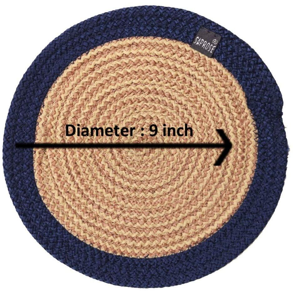 ST SAPROSE  Polypropylene Round Trivet (3 PCS Set, Size 23 cm) Pot MAT, Side Table Mat, Machine Washable Small Place Mat for Casserole for Dining Table (9 Dia, Blue)