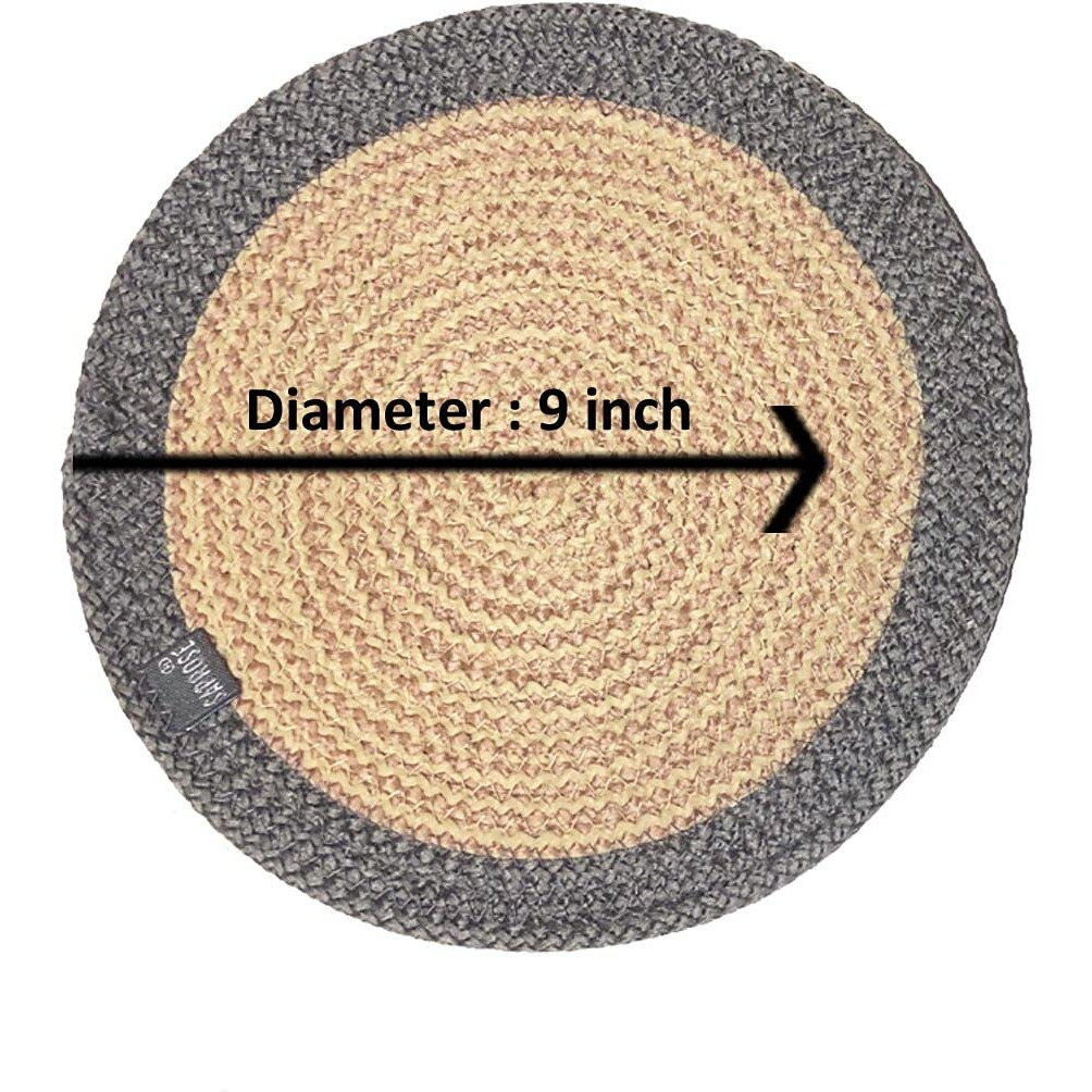 ST SAPROSE  Polypropylene Round Trivet (3 PCS Set, Size 23 cm) Pot MAT, Side Table Mat, Machine Washable Small Place Mat for Casserole for Dining Table (9 Dia, Grey)