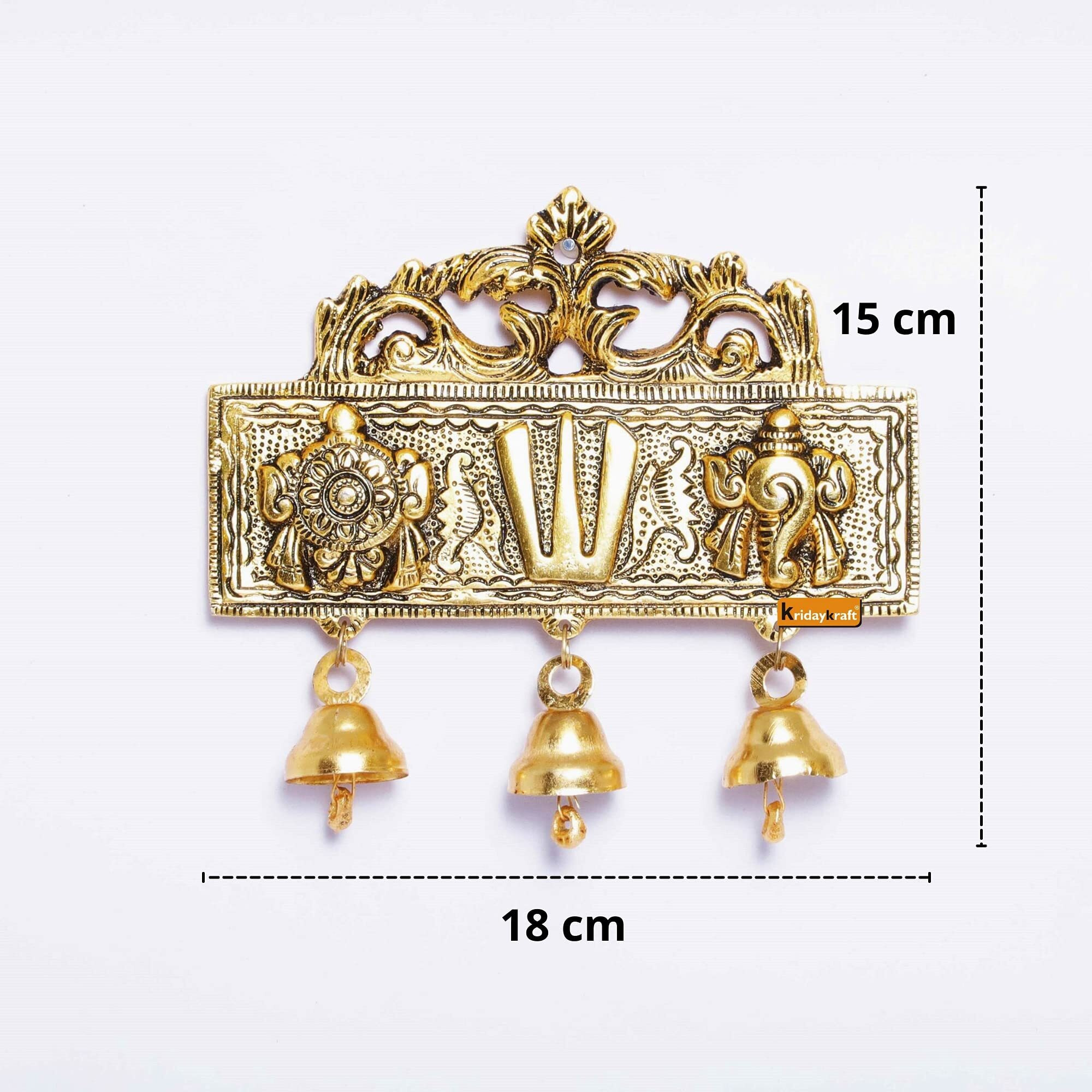 KridayKraft Tirupati Door Hanging Shankh Chakra Namah Latkan Gold Plating Antique Decorative for Home,Office & Room,Showpiece Figurines,Religious idol...