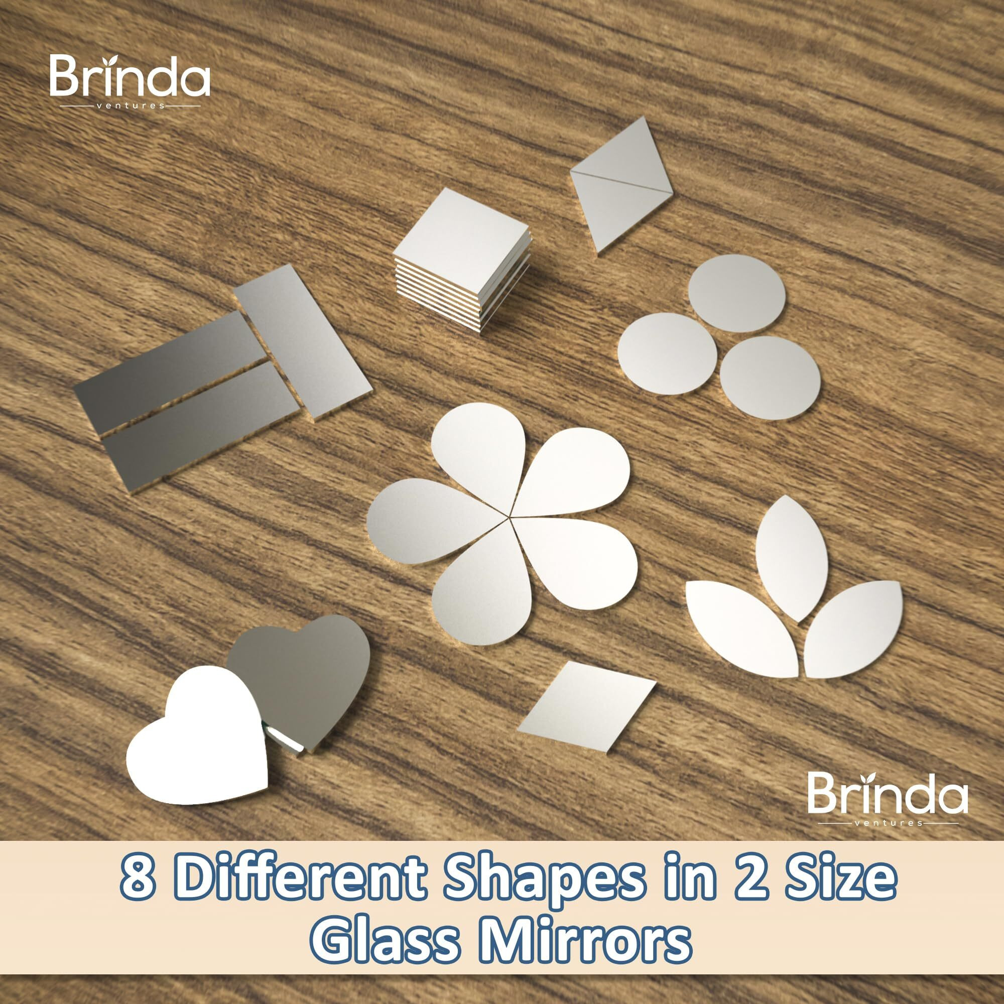 Brinda ventures 14 Variety Mirrors Shapes for Crafts | Perfect for Lippan, Fabric, Mandala Art, Jewelry Making | 880 Medium and 1260 Small Shapes Mirrors, Total 2140 Pieces (Combo of 14)