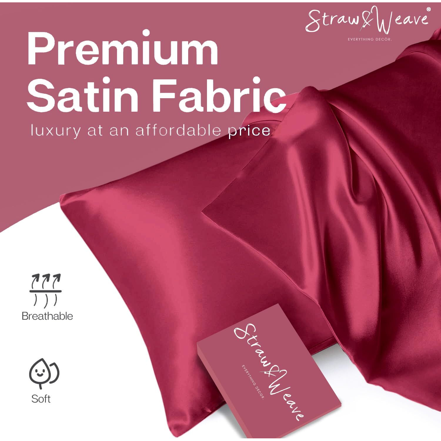 Satin Silk Pillow Covers for Hair and Skin | 3 Months Warranty | with 2 Pillow Cover, 3 Satin Scrunchies & 1 Hair Clips for Women