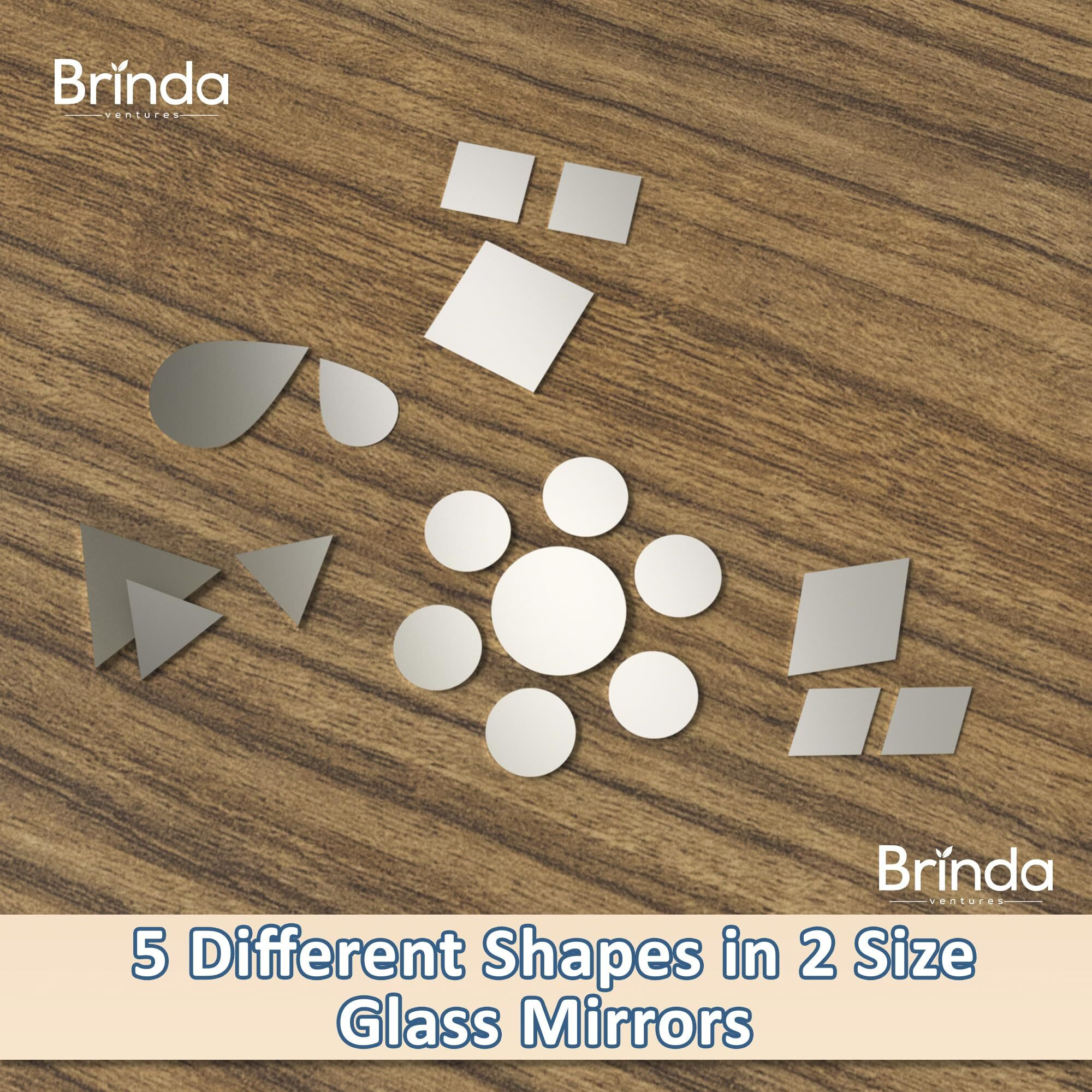 Brinda ventures 10 Variety Mirrors Shapes for Crafts | Perfect for Lippan, Fabric, Mandala Art, Jewelry Making | 550 Medium and 1050 Small Shapes Mirrors, Total 1050 Pieces (Combo of 10)