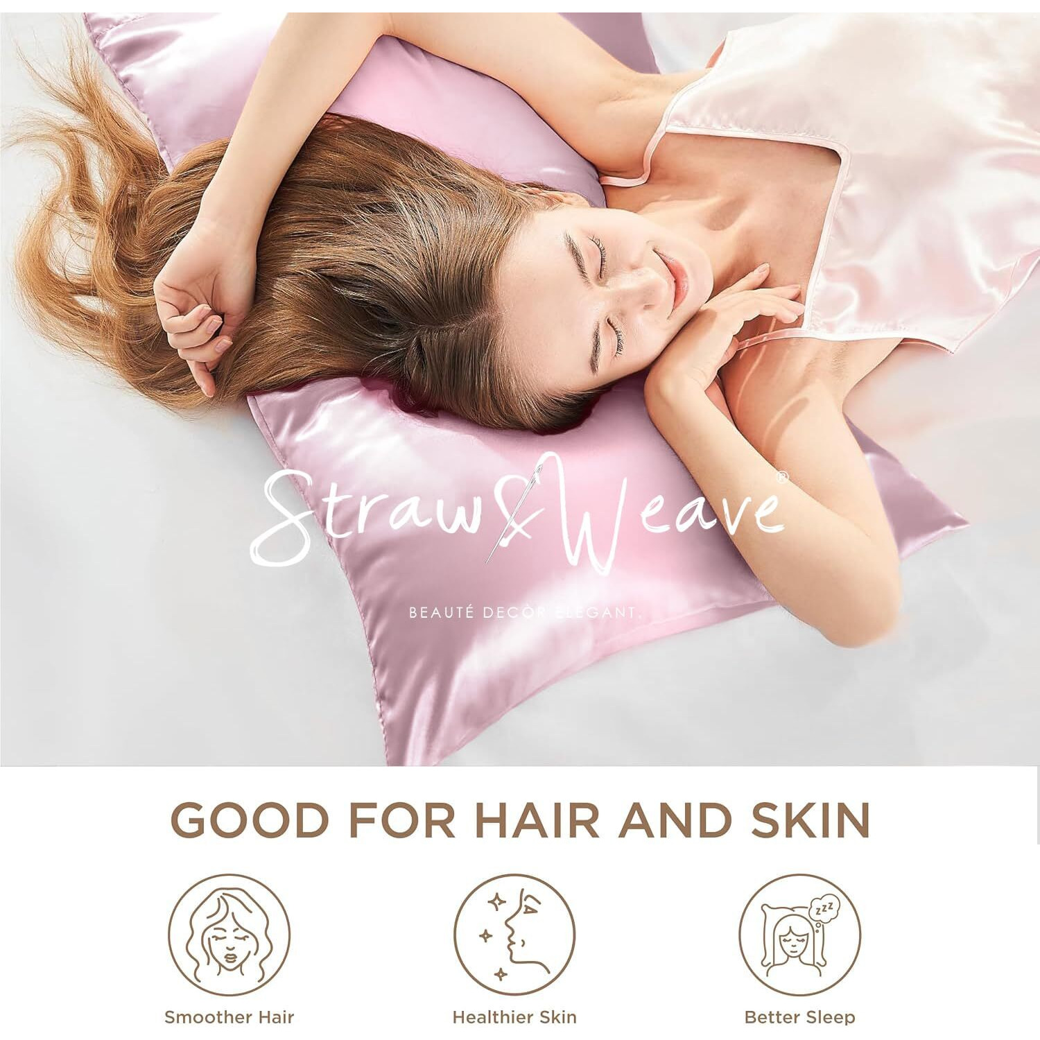 Satin Pillow Cover for Hair and Skin | 3 Months Warranty | with 2 Silk Pillow Cover & 3 Satin Scrunchies for Women