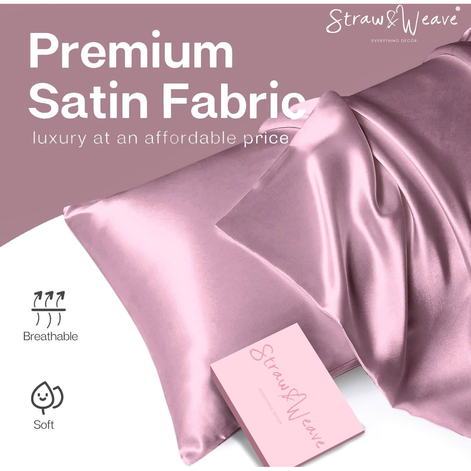 Satin Pillow Cover for Hair and Skin | 3 Months Warranty | with 2 Silk Pillow Cover & 3 Satin Scrunchies for Women