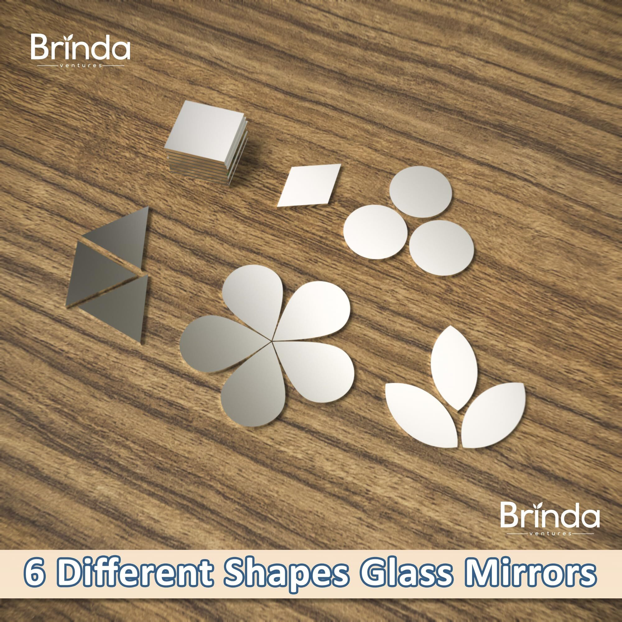 Brinda ventures 6 Variety Mirrors Shapes for Crafts | Perfect for Lippan, Fabric, Mandala Art, Jewelry Making | 660 Unique Shapes (Combo of 6)