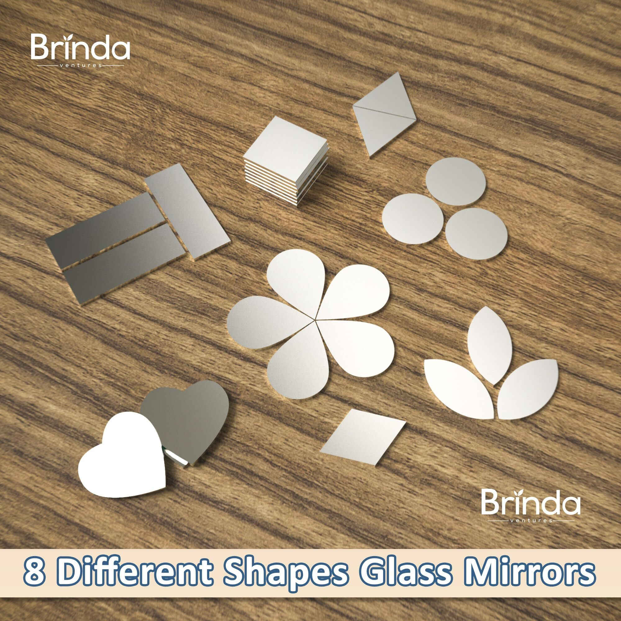 Brinda ventures 8 Variety Mirrors Shapes for Crafts | Perfect for Lippan, Fabric, Mandala Art, Jewelry Making | 880 Unique Shapes (Combo of 8)