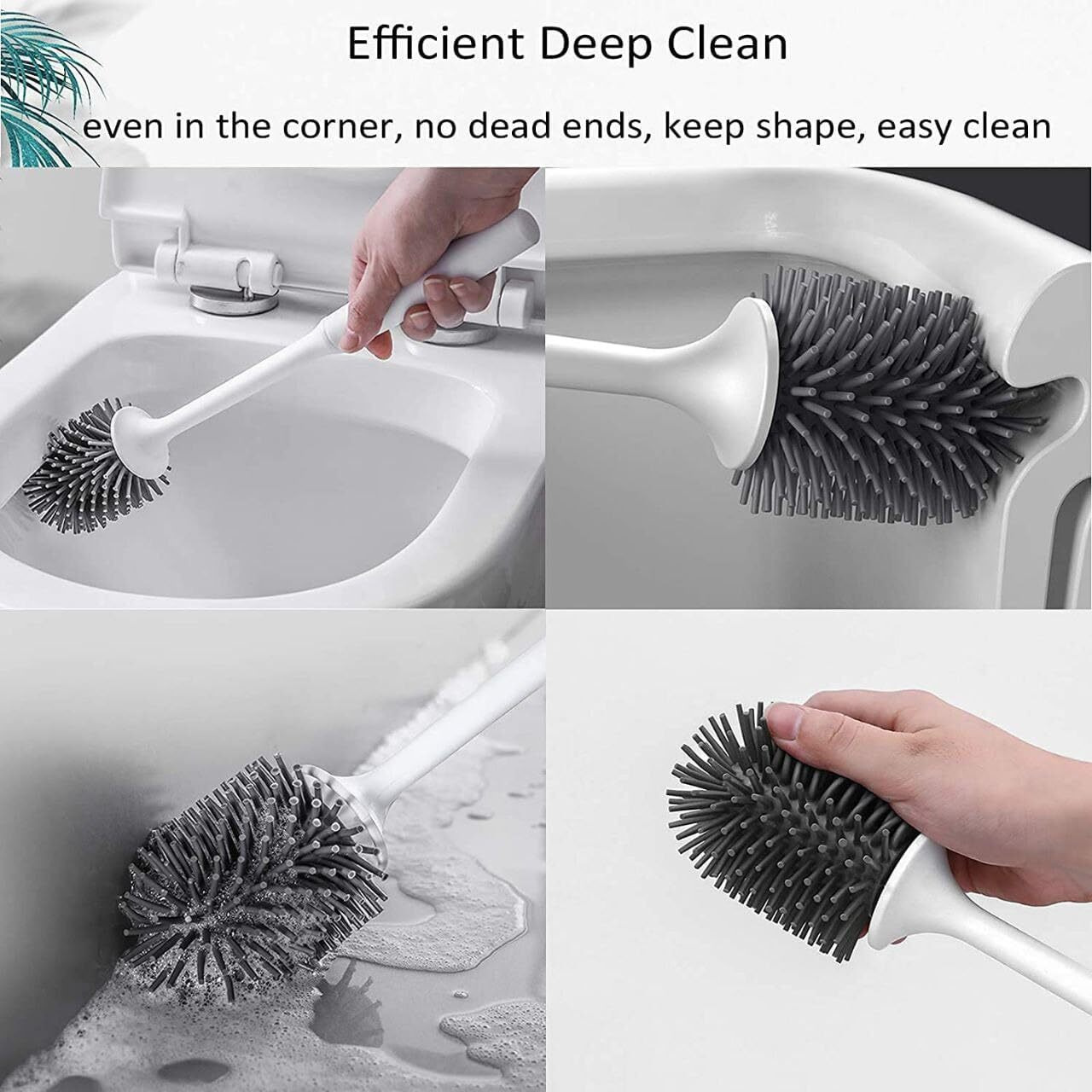 Toilet Brush Pack of 2 Toilet Bowl Brush and Holder for Bathroom Storage Cleaning, Bathroom Accessories Toilet Bowl Cleaners with Silicone Bristles, Cleaning Supplies Toilet Cleaner Brush Bathroom Set