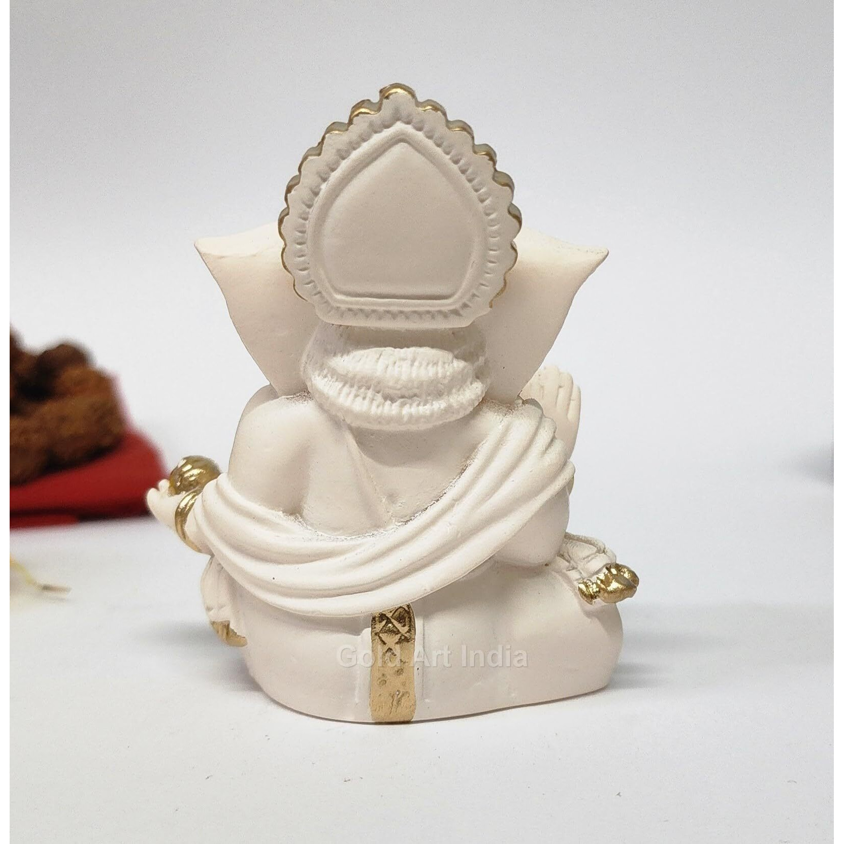 Gold Art India Ganesha Idol | Ganesh Statue for Home Decor | Ganesha murti for Office Desk, & Ganpati Idol for Car Dashboard | Unique Wedding & Birthday Gift (GADDIPEACHIVORY) 3.5