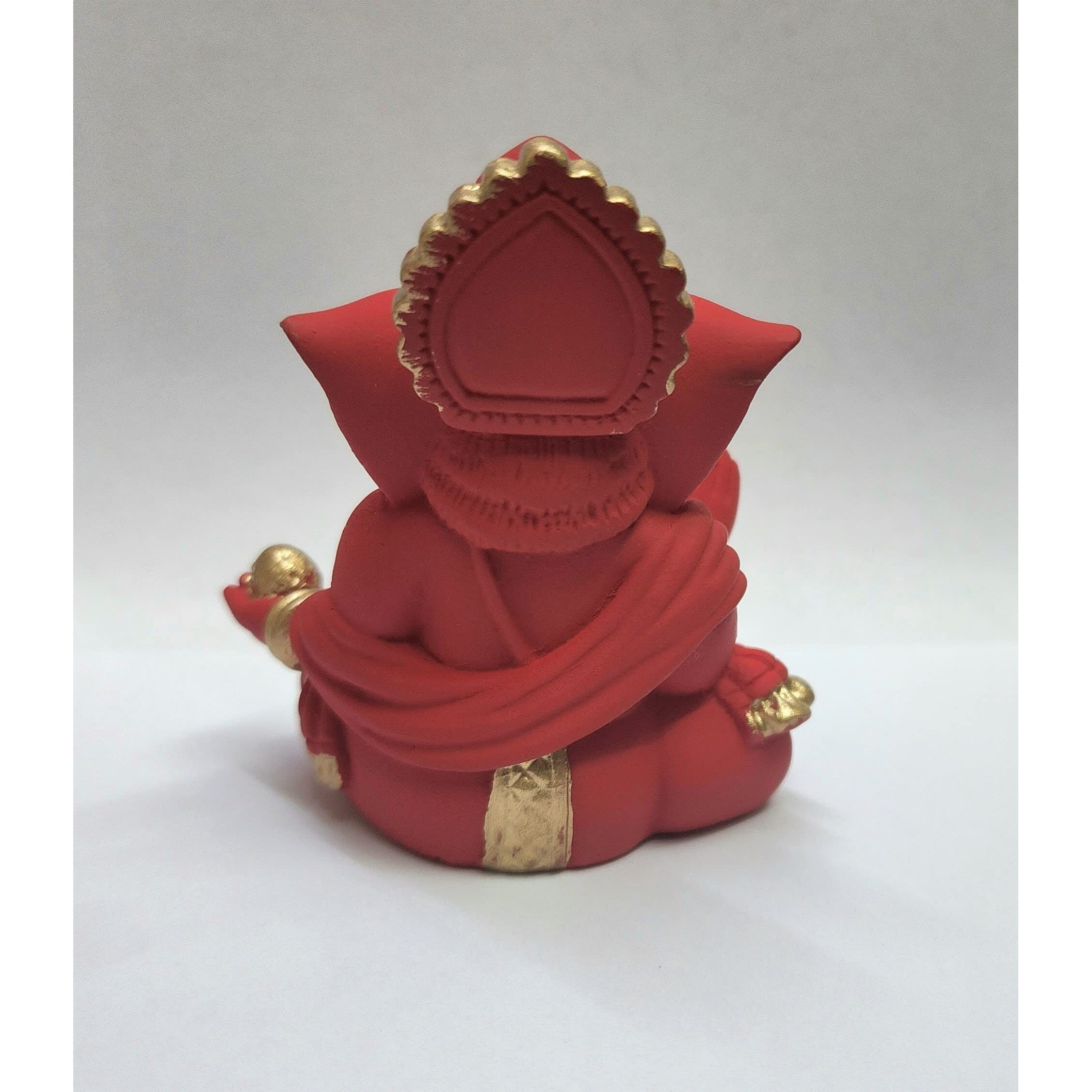 Gold Art India Terracotta Red Gaddi Ganesha for Car Dashboard Home Decor Gifting Diwali Birthday Festivals (GADDITERRACOTTARED)