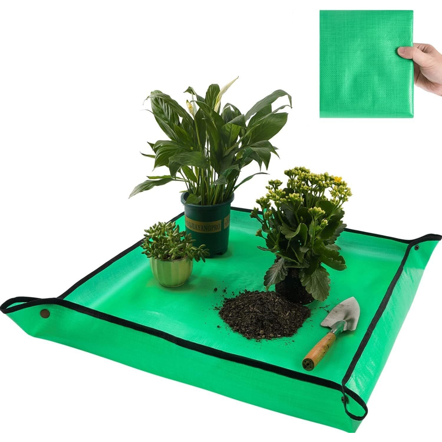 DHARVIM Gardening Mat for Plant Transplanting and Mess Control 39.4x 39.4 Thickened Waterproof Potting Tray Succulent Potting Mat Portable Gardening Mat Plant Gifts for Women Men,(100 * 100 cm)