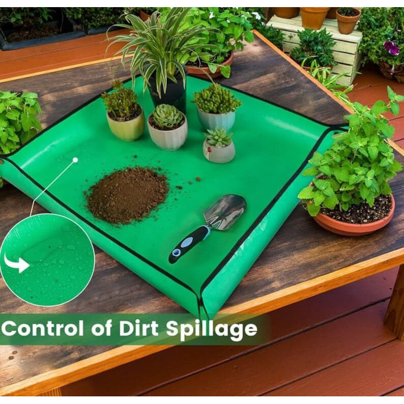 DHARVIM Gardening Mat for Plant Transplanting and Mess Control 39.4x 39.4 Thickened Waterproof Potting Tray Succulent Potting Mat Portable Gardening Mat Plant Gifts for Women Men,(100 * 100 cm)