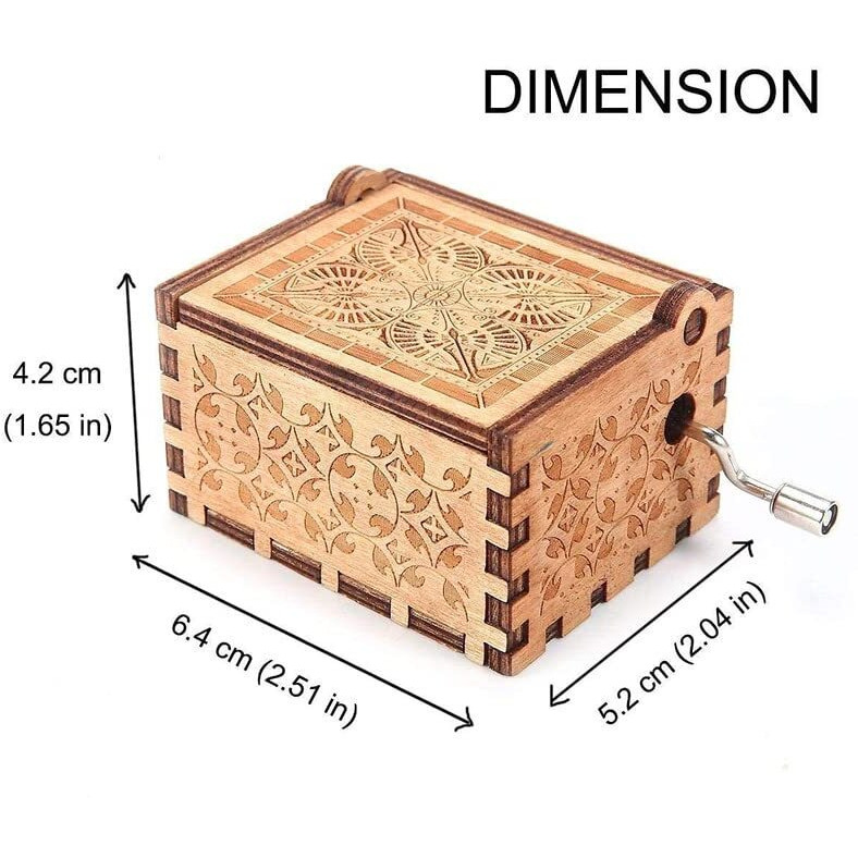 Eitheo Engraved Hand Cranked Wooden Musical Toy HP-Hogsmeade Theme Music Box Brown