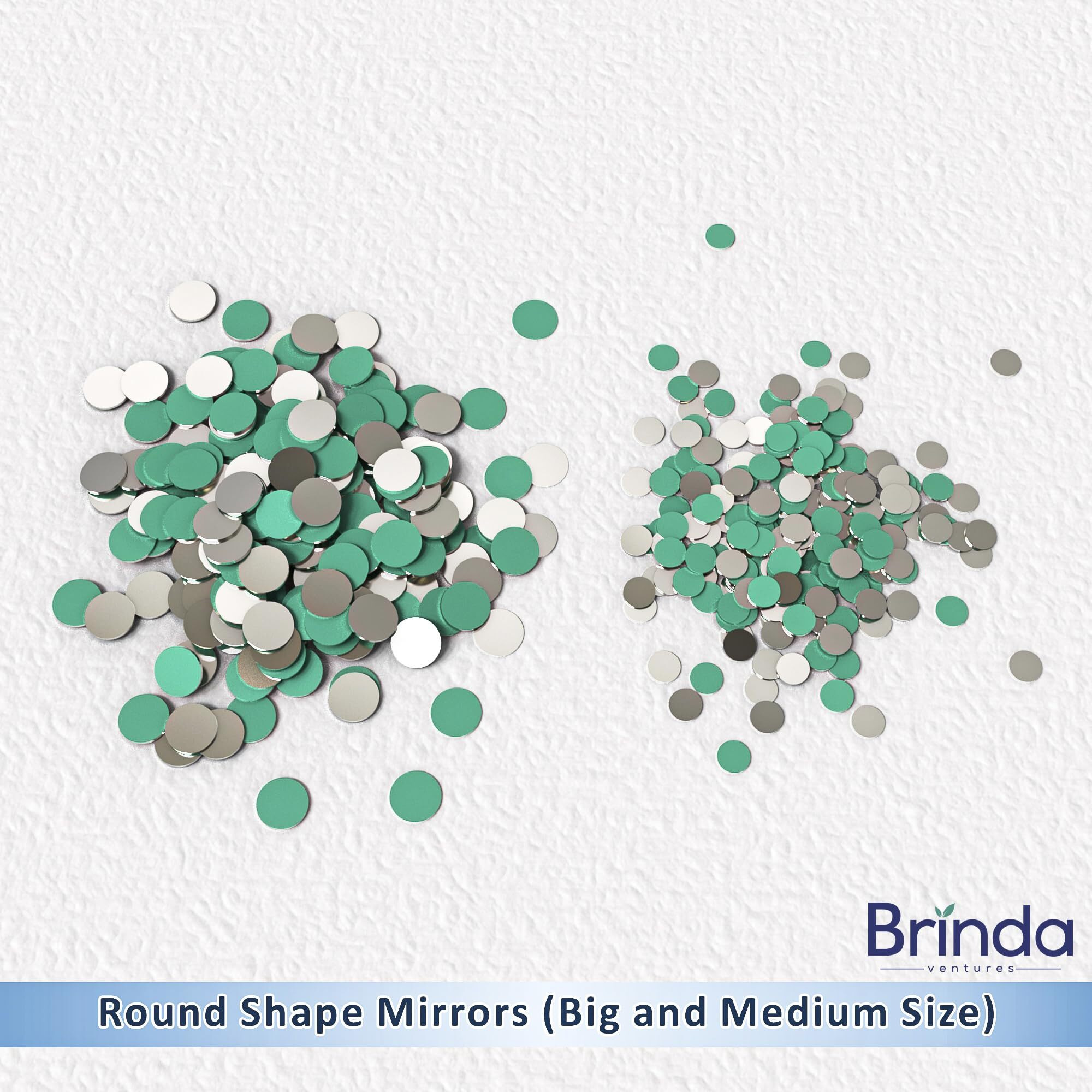 Brinda ventures Mirrors Shapes for Crafts | Perfect for Lippan, Fabric, Mandala Art, Jewelry Making | 110 Medium and 210 Small Shapes Mirrors, Total 320 (Round Shape)