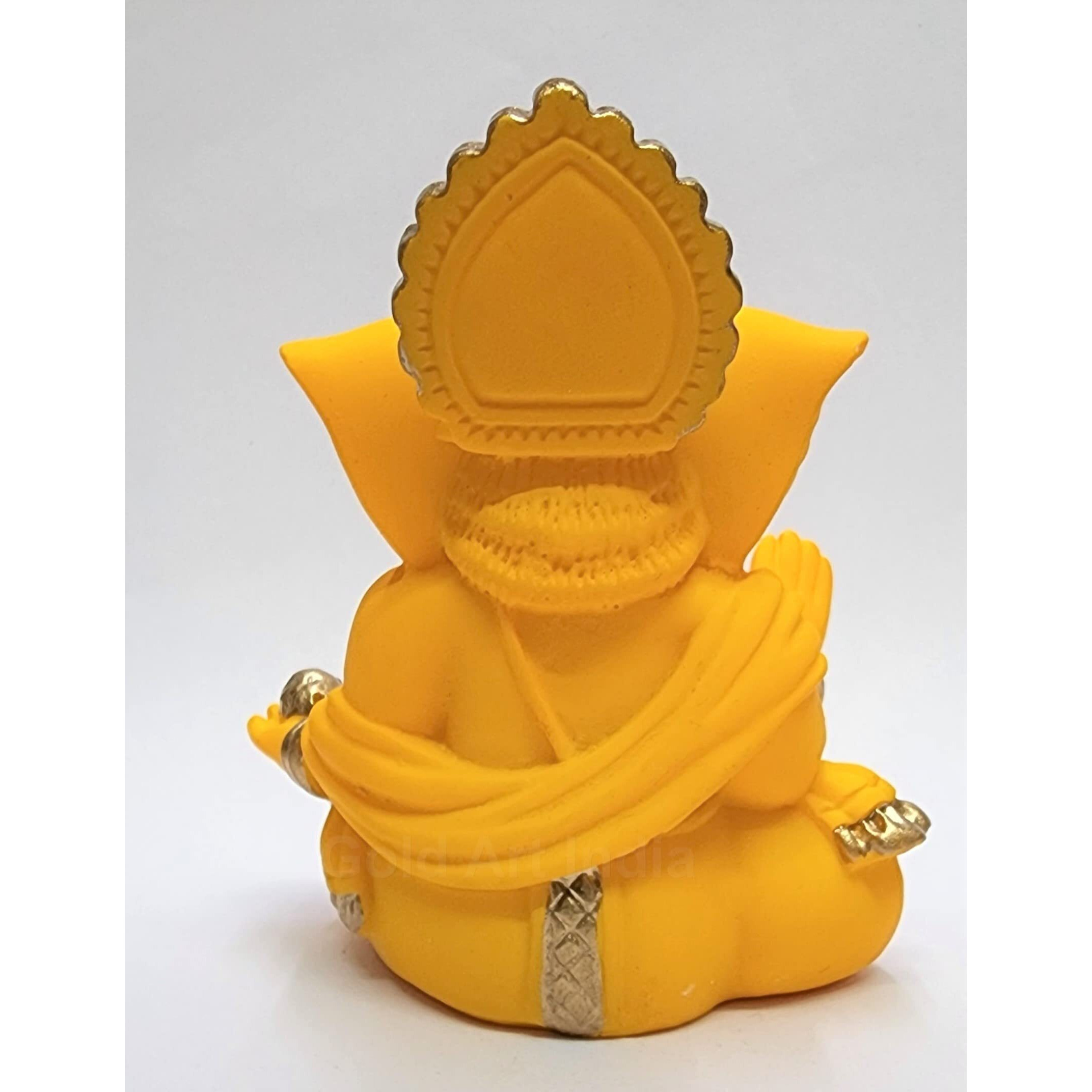 Gold Art India Terracotta Mango Gaddi Ganesha for Car Dashboard Home Decor Gifting Diwali Birthday Festivals (GaddiTerracottaMango)
