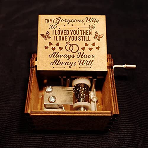 EITHEO Wooden Antique Carved Hand Crank Multicolor Gorgeous Wife Theme Music Box, Child