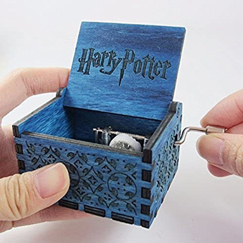 EITHEO Wooden Uniq Carved Hand Crank Hp Blue Theme Music Box, Child