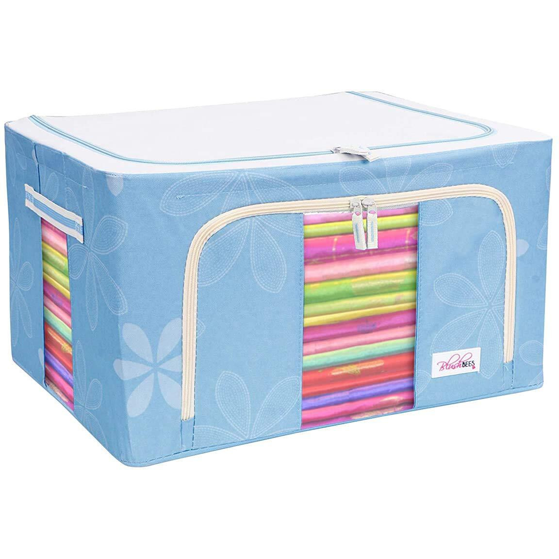 BlushBees Living Box - Storage Boxes for Clothes, Saree Cover - 55 Litre, Pack of 1, Blue